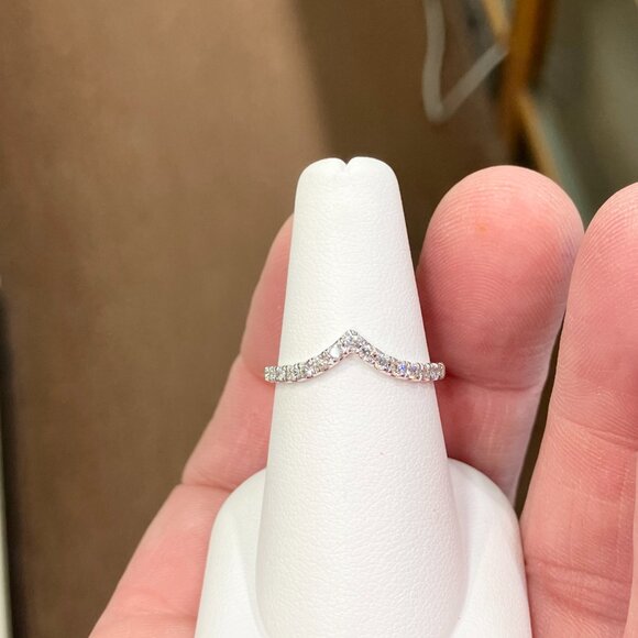 Curved White Gold Diamond Wedding Ring - Picture 5 of 5